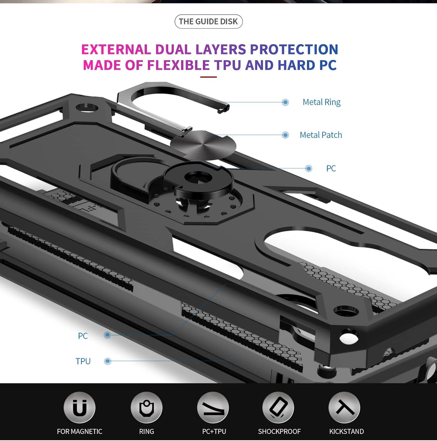 LeYi Moto G Play 2021 Case with 2 Pack Tempered Glass Screen Protector, Military-Grade Protective Cover with Kickstand