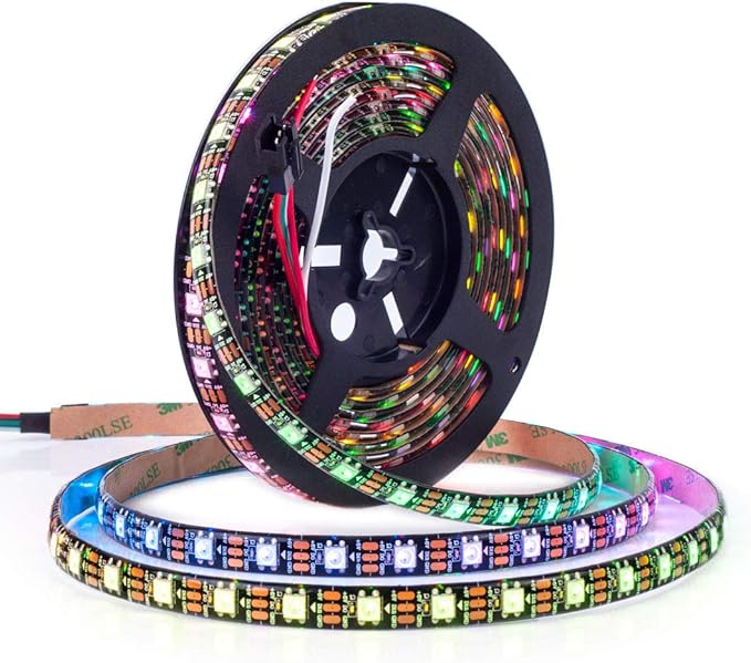 BTF-LIGHTING WS2812B RGB ECO LED Strip, Chasing Effects 5050SMD Individually Addressable 16.4FT 60Pixels/m 300Pixels Flexible Dream Color IP65 for Bedroom DIY Projects DC5V(No Adapter or Controller)