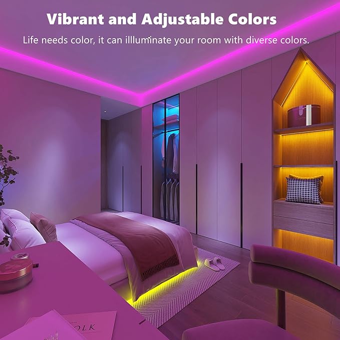 ZOZOO 100ft Led Lights for Bedroom(2 Rolls of 50ft), Smart RGB Led Strip Lights with 44-Key Remote & APP Control Music Sync with Color Changing for Home Party Festival Decoration