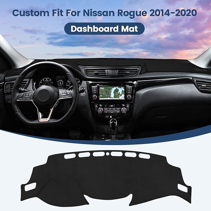Dashboard Cover Mat Custom Fit for Nissan Rogue 2014-2020 Dash Cover Nonslip Dash Mat Protector Sunshade No Glare Black