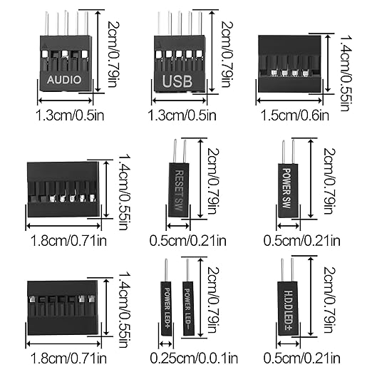 Motherboard Front Panel Adapter Kit: Power Switch/USB 2.0/Audio Connector for Business Desktop Mainboards (Qitian/Yangtian/ThinkCentre-Compatible) to Standard ATX Case