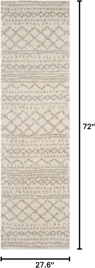 SAFAVIEH Arizona Shag Collection Runner Rug - 2'3" x 6', Ivory & Beige, Moroccan Design, Non-Shedding & Easy Care, 1.6-inch Thick Ideal for High Traffic Areas in Living Room, Bedroom (ASG741A)