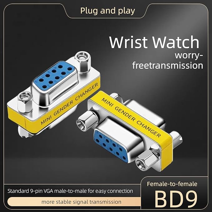 db9 Connector Null Modem Adapter，9-Pin Serial vga Adapter RS232 db9 Gender Changer,for Computer and Industrial Device Data Transfer(F-F (2P))
