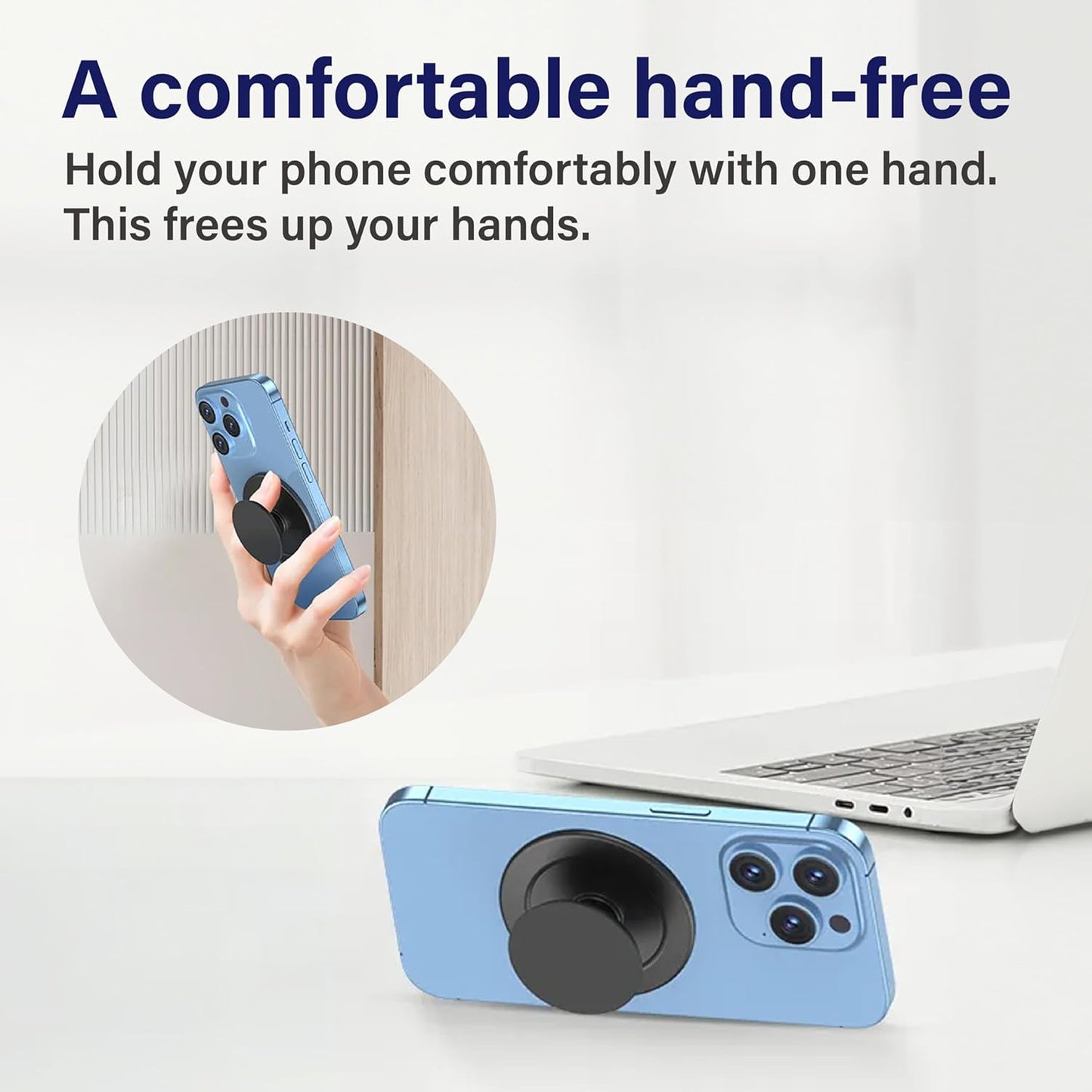 OnTheGrip Magsafe Compatible Mobile Phone Grip Stand Holder, Cute Solid Color Daisy Flower Design, Collapsible Accessory