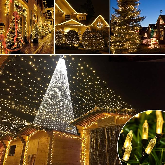 LYHOPE Battery Christmas Lights, 33ft 100 LED Christmas Lights Waterproof 8 Modes Battery Operated String Lights for Outdoor & Indoor, Xmas Tree, Wreaths, Holiday Decoration (Warm White)