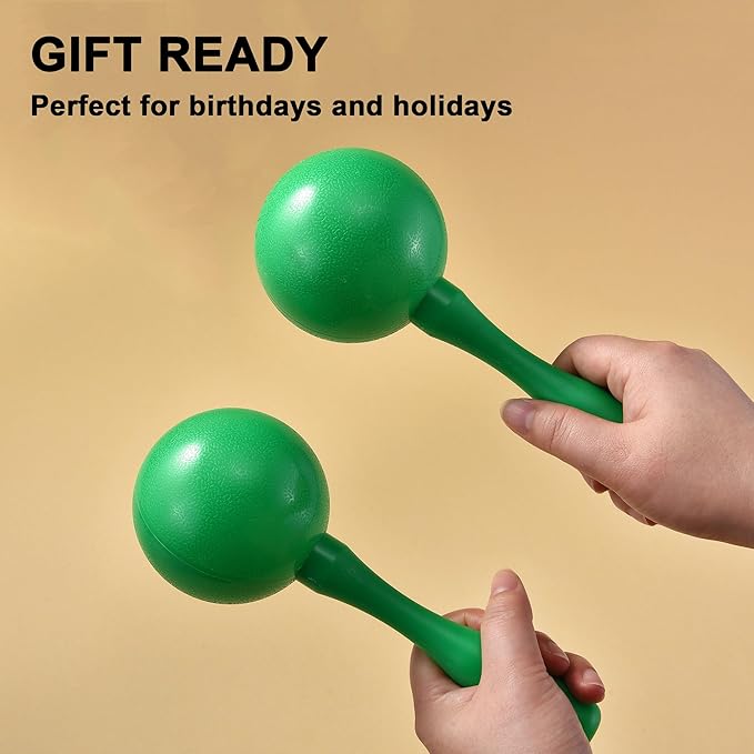 Maracas for Kids Adults, 8 Inch, Set of 2, Green