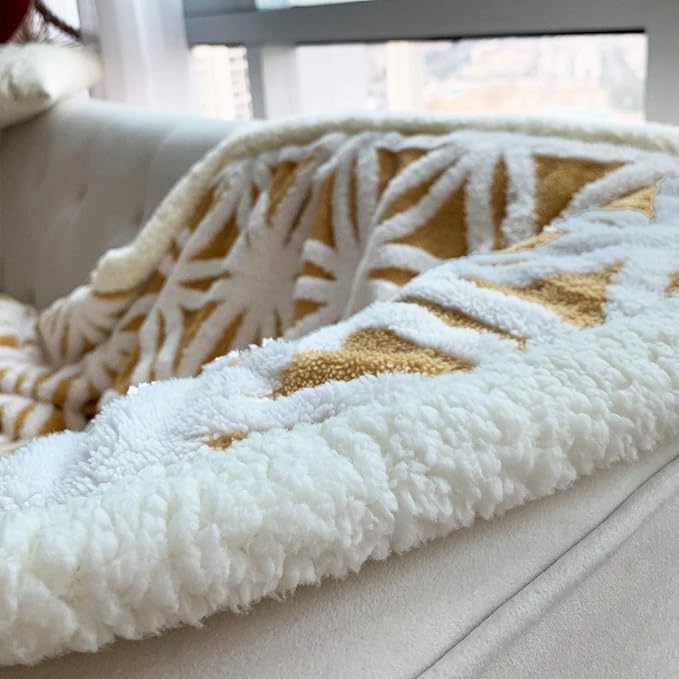 LOMAO Sherpa Fleece Blanket Fuzzy Soft Throw Blanket Dual Sided Blanket for Couch Sofa Bed (Yellow, 60''x80'')