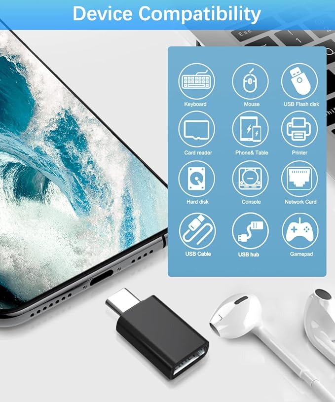 Elebase 4Pack USB to USB C Adapter with Type C Male to 3.0 Female Adaptor,Thunderbolt 4 to USBA OTG Converter Block Plug for iPhone 17 17e 16 15 Pro Max Air,Mouse,Samsung S26 S25,iPad,iWatch 11,Car