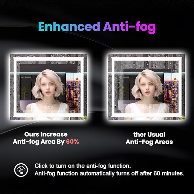 LED Mirror for Bathroom, 72"X32" with 8 RGB Backlit +3 Front Lit (Adjustable Individually), Anti-Fog, Large Lighted Bathroom Vanity Mirror for Wall,Shatterproof,Memory Function,Tempered Glass