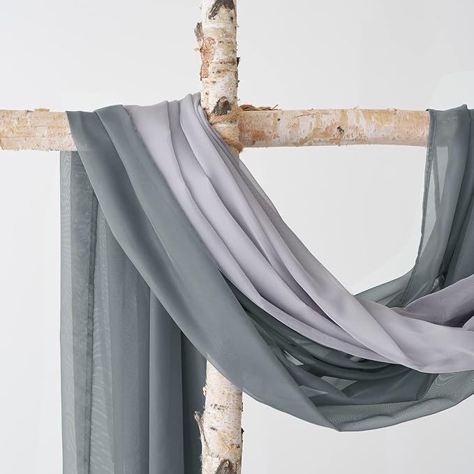MIULEE Sheer Window Scarf Valance Voile Topper Long Window Treatment, Wedding Arch Drapes for Ceremony Canopy Bed, Swag Curtain Scarf Decoration One Panel, 54 x 144 Inches Long, Dark Grey