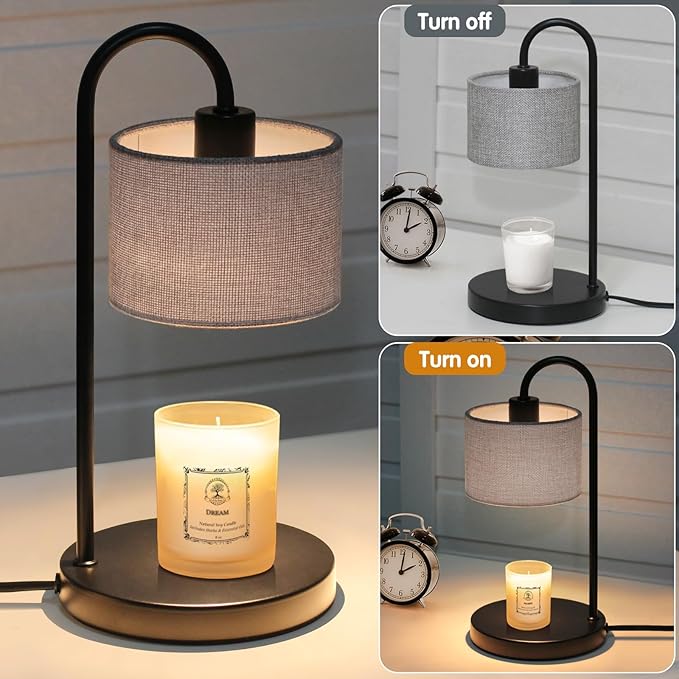 Candle Warmer Lamp with Timer, Dimmable Candle Wax Warmer Electric Candle Lamp for Scented Candles with 2 Bulbs, House Warming Gifts Christmas Gifts for Women Bedroom Home Decor - Gray