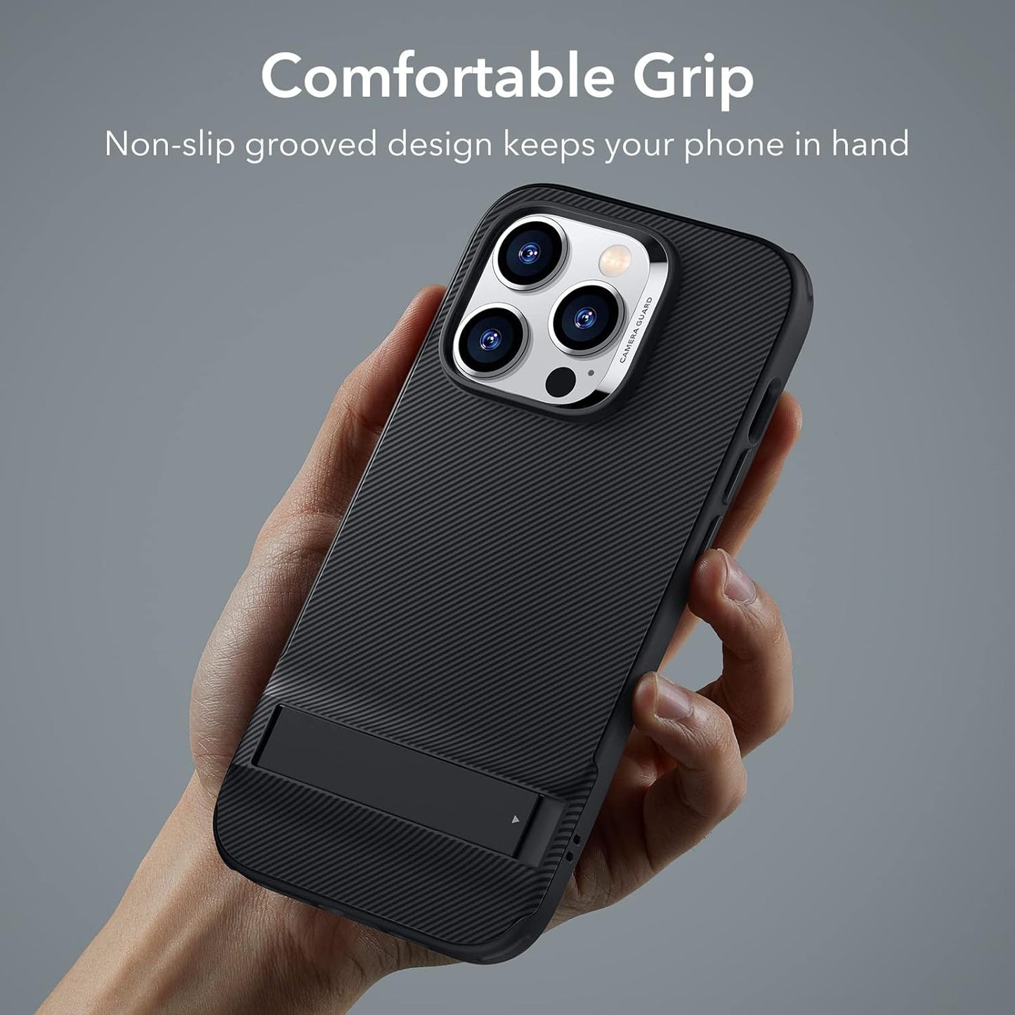 ESR iPhone 14 Pro Case, Black, 3 Stand Modes, Military-Grade Drop Protection, Slim Back Cover with Stand