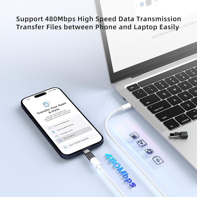 4 Pack Lightning to USB C Charging Adapter for iPhone 16/16Pro/15/15Pro/15Pro Max, iPad Pro/Air 5, Galaxy S24, USB C Male to Lightning Female Fast Charging & Data Transfer Adapter, Not for Audio/OTG