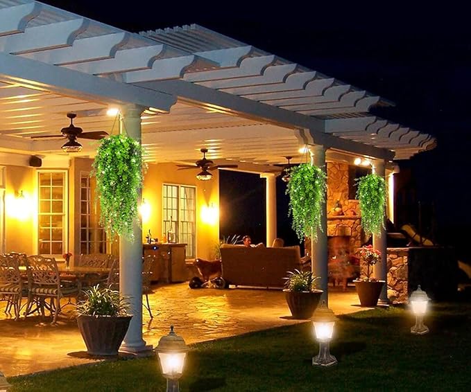 RECUTMS Hanging Plants Outdoor UV Resistant Faux Hanging Plants Indoor Artificial Decor Outdoor Artificial Hanging Plants for Wall House Room Patio Indoor Outside Home Shelf Office Decor in 3 Pcs