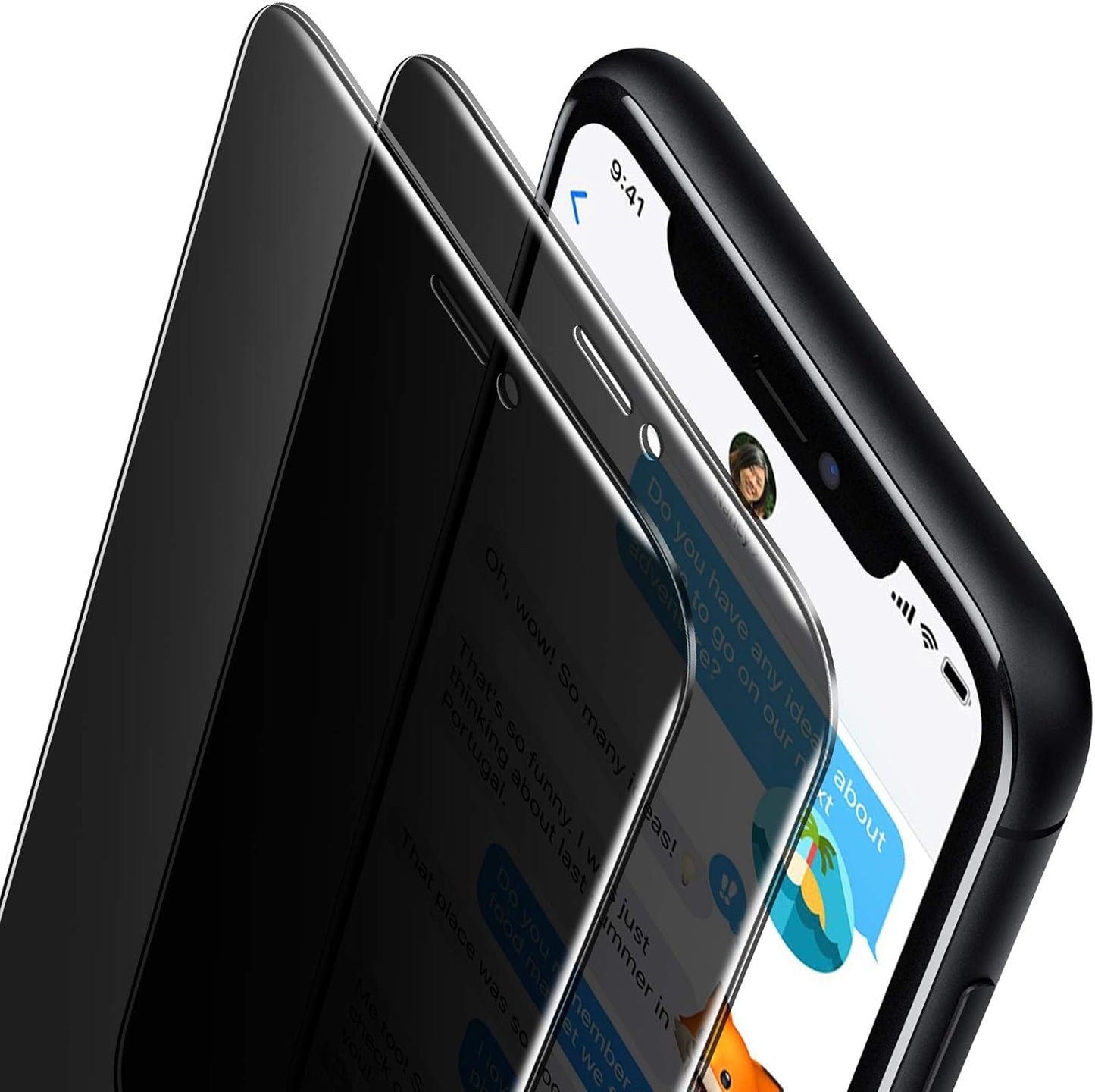 ORIbox Privacy Screen Protector for iPhone 11, XR (6.1 Inch), Anti-Spy Tempered Glass, 2 Count