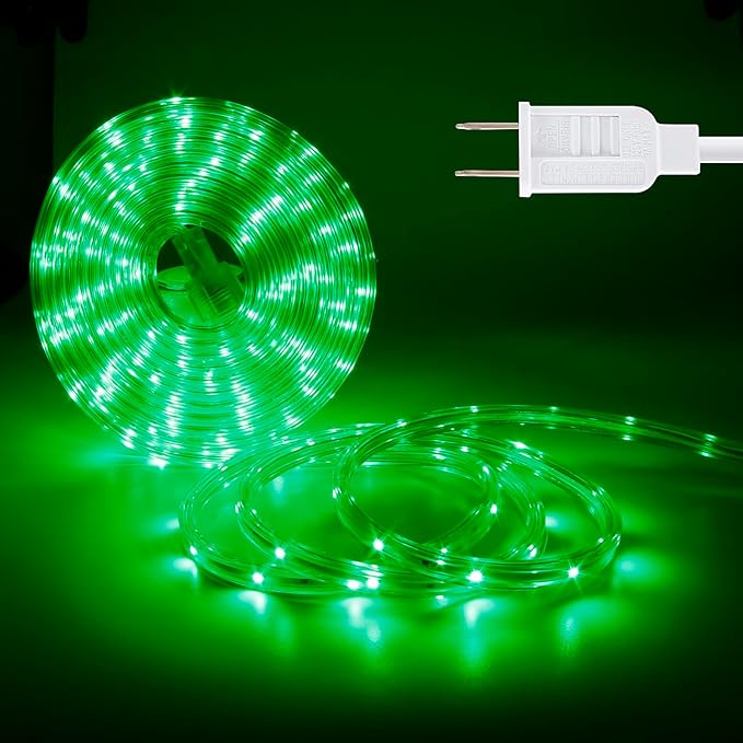 LED Rope Lights, 33Feet Green Flat Flexible Strip Light, Plug in Novelty Lighting, Connectable and Waterproof for Home Christmas Holiday Garden Patio Party Decoration
