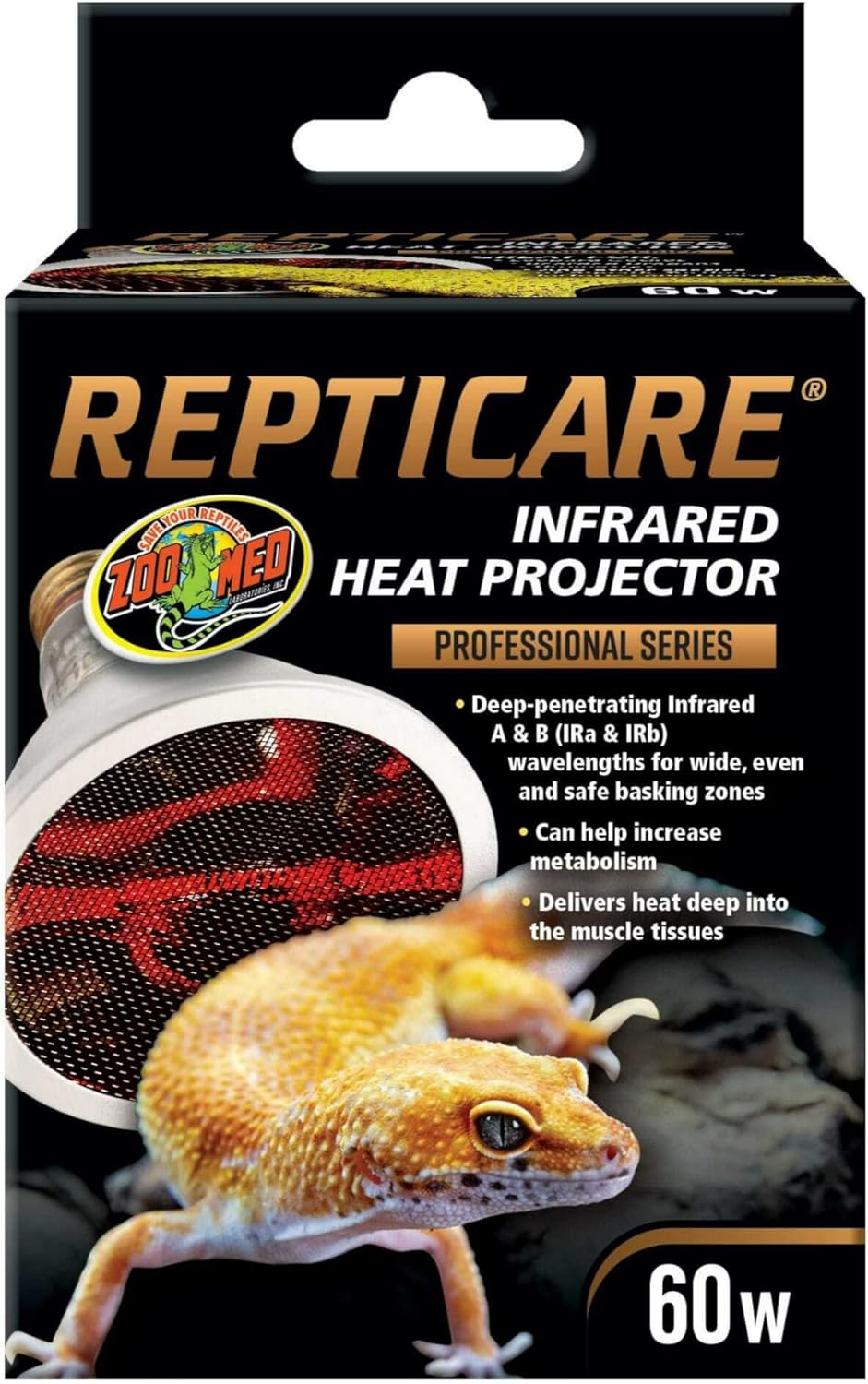 Zoo Med ReptiCare Infrared Heat Projector 60W, Black