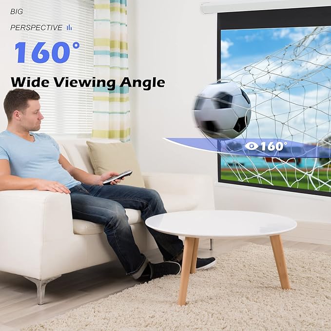 YODOLLA 84inch Motorized Projection Screen, 16:9 4K 3D HD Electric Projector Screen, Wall/Ceiling Mounted White Projection Screen with Two Remote Controls for Indoor & Outdoor Use