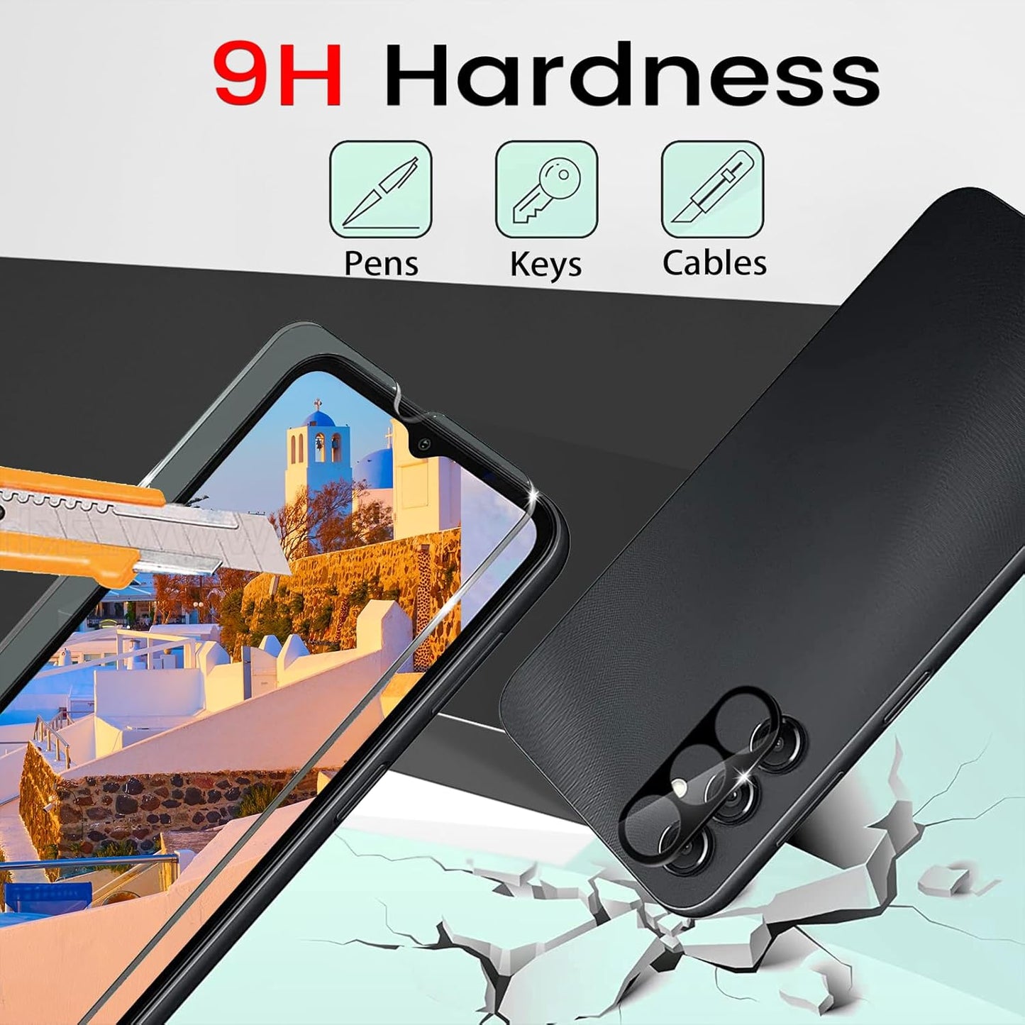 Samsung Galaxy A14 5G Screen Protector 4 Pack with Camera Lens Protectors, Full Coverage, Anti-Fingerprint, Bubble Free.
