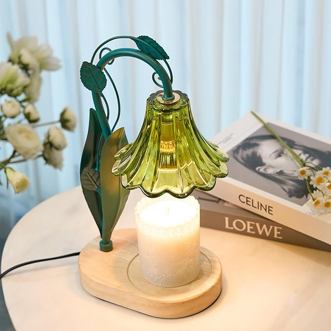 IN HAPPY Flower Candle Warmer Lamp with Timer, Birthday Gifts for Women Mom,Housewarming Gifts New Home Decor,Wax Melt Warmer for Jar Candles with 2 Bulbs