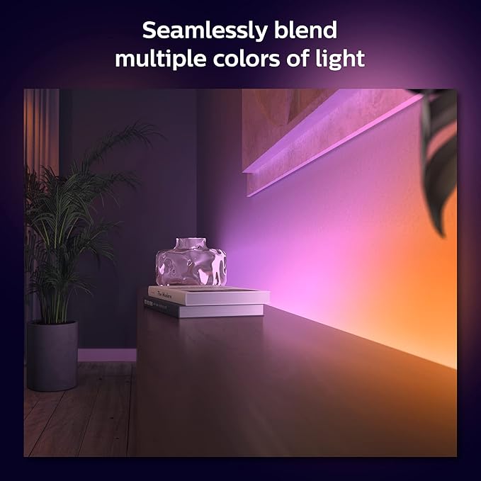 Philips Hue Indoor 3-Foot Smart LED Light Strip Extension - Flowing Multicolor Effect - Requires Base Kit - 1 Pack - Control with Hue App - Works with Alexa, Google Assistant and Apple HomeKit