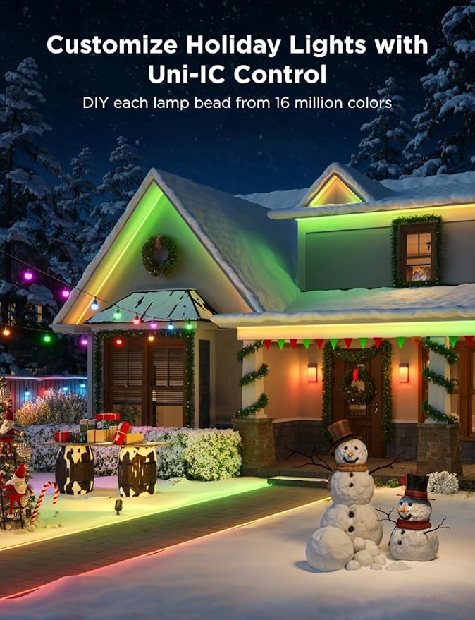 Govee Smart Outdoor String Lights 2, 96ft RGBIC Outdoor Lights with Dimmable Warm White LED Bulbs, 47 Scene Modes for Patio, Backyard, IP65 Waterproof, Works with Alexa, App Control