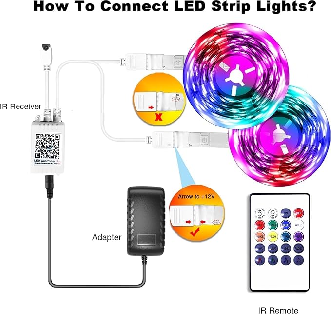 phopollo Bluetooth 24V Led Strip Lights 130ft (2 Rolls of 65.6ft), Color Changing LED Lights for Bedroom, Kitchen Decor, App Control and Music Sync