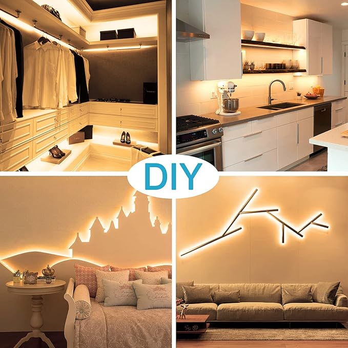 Olafus 32.8ft LED Strip Lights Warm White, Dimmable Soft White Light Strip 3000K with Adhesive Clips, 12V 10M Flexible Led Lights for Bedroom Indoor Kitchen, UL Listed Plug, 600 LEDs 2835