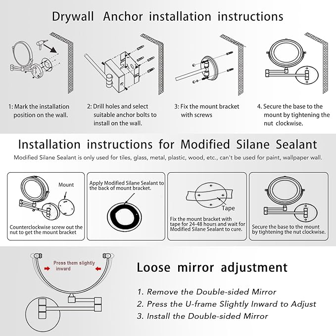 Rechargeable Wall Mounted Lighted Makeup Mirror with Magnification Gold, 8 Inch 1X/10X Magnifying Two Sided Led with Lights, 360 Swivel Extendable Shaving Mirror for Bathroom, Brushed Gold