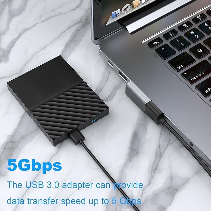 AreMe 90 Degree USB 3.0 Adapter 2 Pack, Right Angle USB A Male to Female Converter Extender for PC, Laptop, USB A Charger, Power Bank and More (Grey)