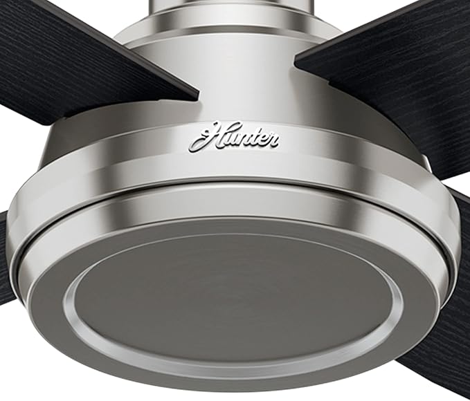 Hunter Fan Company 59247 Dempsey 52 inch Ceiling Fan with Light and Remote, Low Profile Indoor, Brushed Nickel Finish