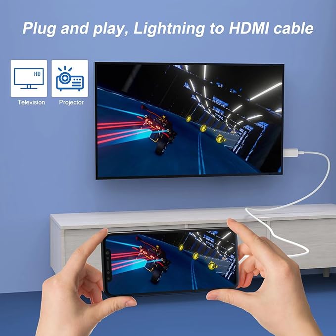2 Pack [MFi Certified] Lightning to HDMI Cable • HDMI Cable for iPhone to TV • Compatible with iPhone14, 13, 12, 11 to TV Output • Just Plug and Play 6.6FT