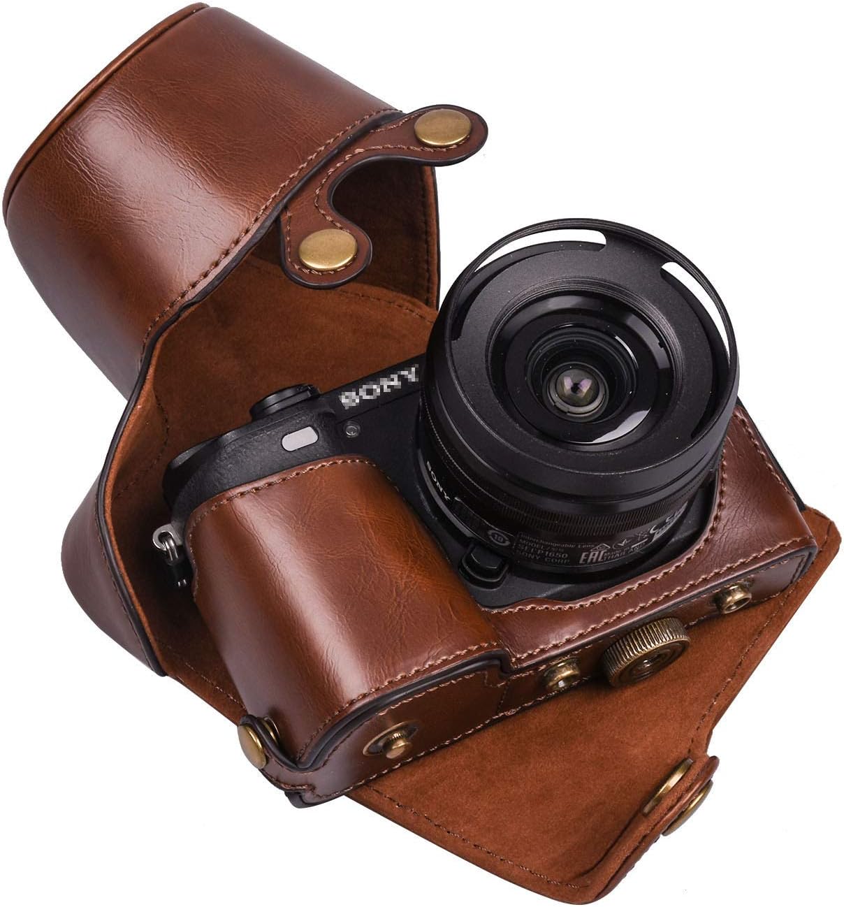 XEVN for Sony A6400 Case, Premium PU Full Body Leather Camera Case Bag for Sony Alpha A6300 A6000 A6100 A6400 with