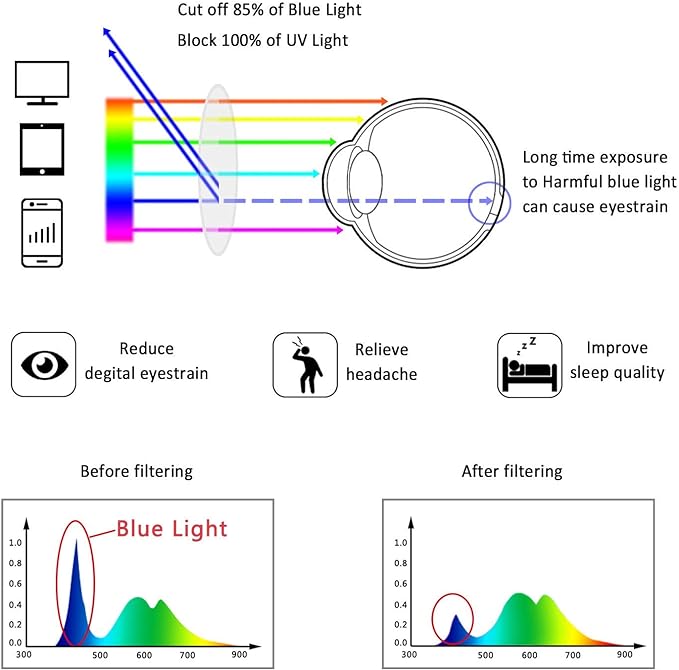 LifeArt Round Blue Light Blocking Glasses, Computer Glasses, Gaming Glasses, TV Glasses for Women Men (Clear Gray, 3.00 Magnification)