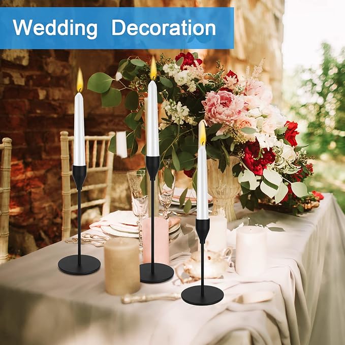 Black Candlestick Holder Set of 36 for Taper Candles, Decorative Candle Holders Bulk Candle Stick Holders Taper Candle Holders for Table Centerpiece Wedding Dinning Party Anniversary Home Decor