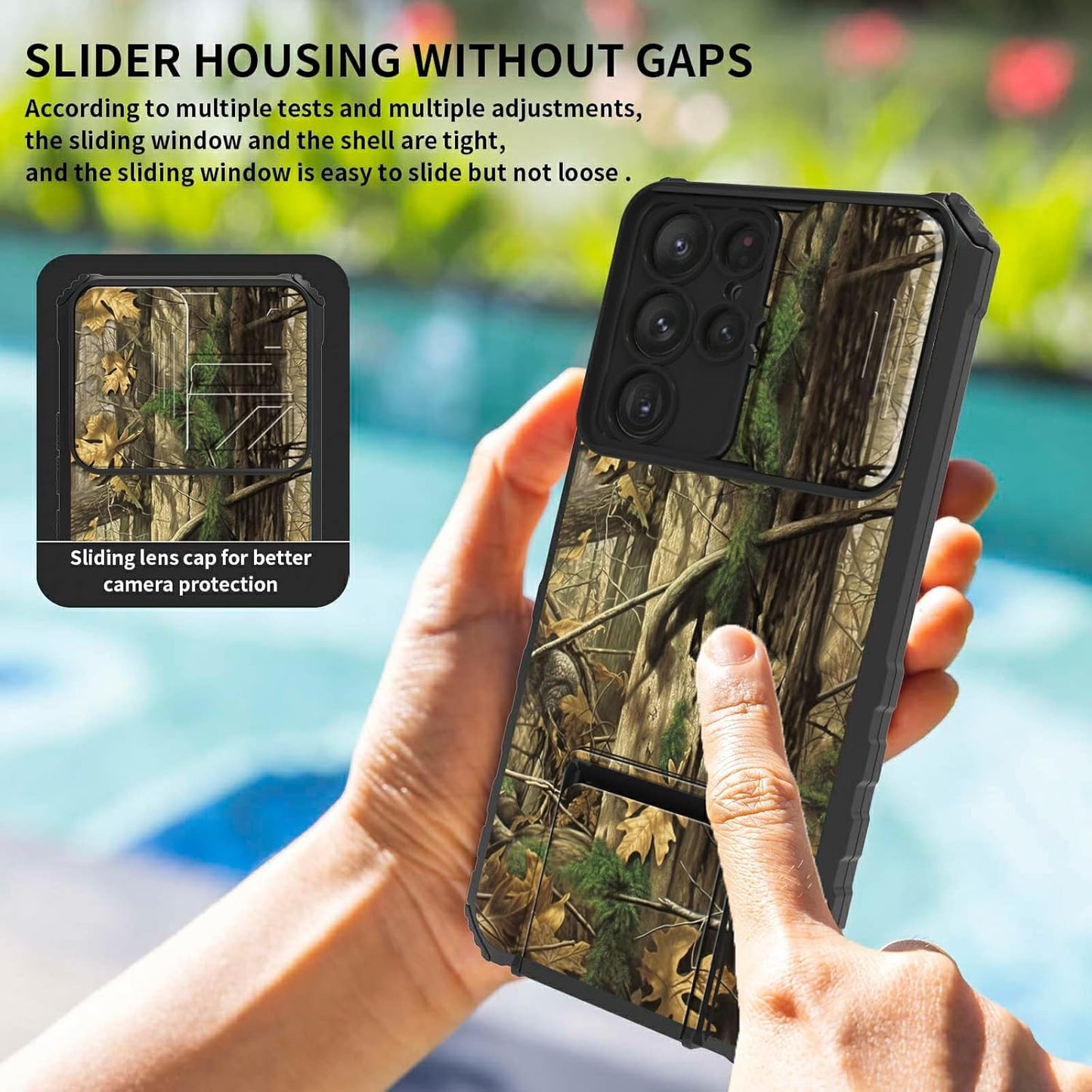 Rossy for Samsung Galaxy S23 Ultra Case, Dual Layer Hybrid Shockproof Protective Case with Slide Camera Cover