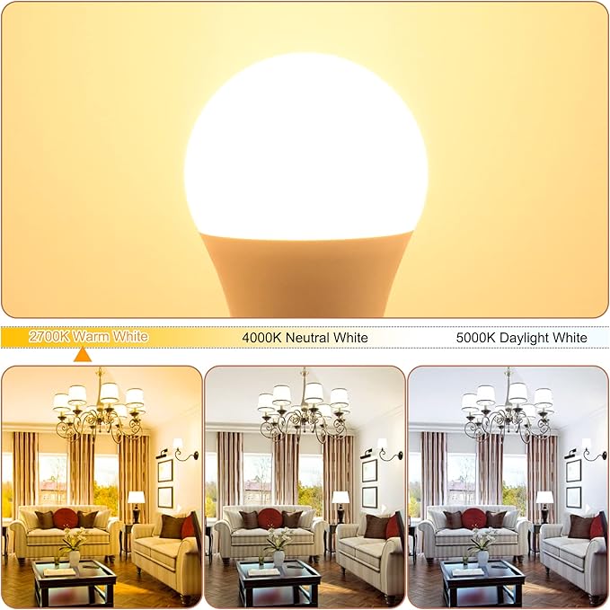 comzler Ceiling Fan Light Bulbs E12 Small Base, A15 LED Bulb 2700K Soft Warm White Candelabra LED Bulb 6W (60watt Equivalent), Chandelier Light Bulbs CRI85+ 600 Lumens No-Dimmable Pack of 8