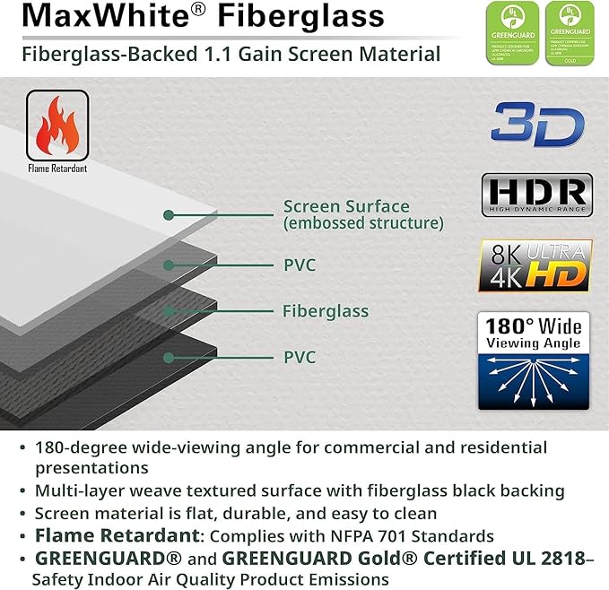 Elite Screens VMAX 3 Series, 135-INCH 16:9 Wall Ceiling Electric Motorized Drop Down Projection Projector Screen, VMAX135UWH3