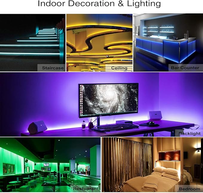 DAYBETTER Led Strip Lights 16.4ft Waterproof Color Changing Led Lights with Remote Controller