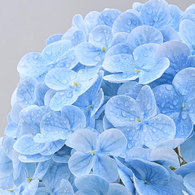 MARTINE MALL 2Pcs 21in Hydrangea Artificial Flowers, Latex Real Touch Hydrangeas Lifelike Large Hydrangea Flowers for Home Decor Party Arrangements Wedding Bouquets Centerpieces (Blue)
