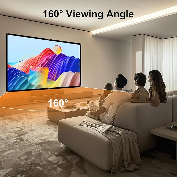 HAPPRUN Projector Screen, 100 inch Projection Screen, 16:9 Foldable Portable Projector Movies Screens for Home Theater Outdoor Indoor Support Double Side Projection
