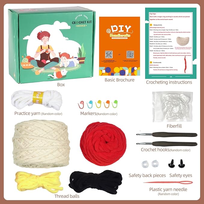 Wizardi Amigurumi DIY Crochet Kit - Hen and Chicken F07N8-M147