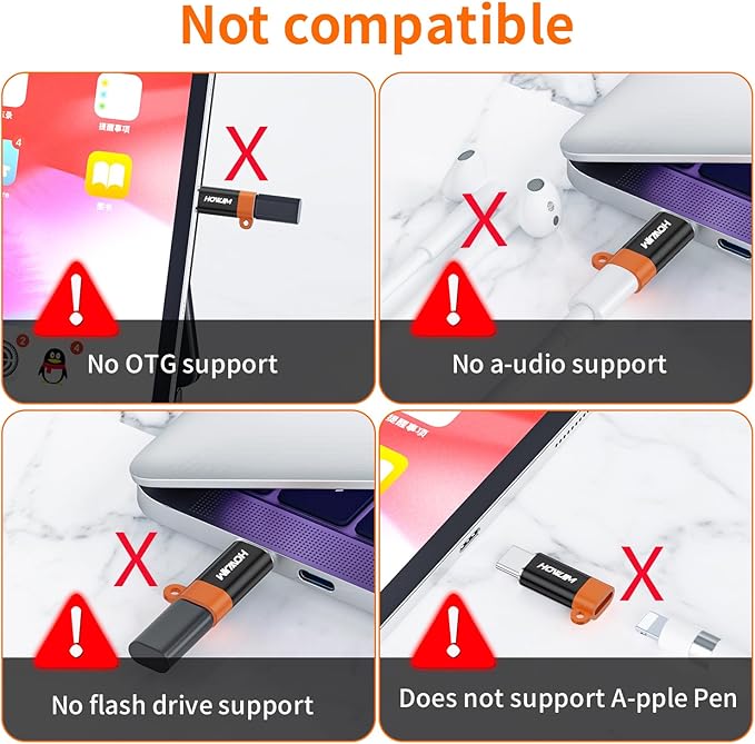 Light-ning to USB C Adapter 4Pack,PD27W/66W QC100W Fast Charging 480Mbps Data Transfer,Type C Charger Converter Cable for M-acBook Phone 17/16/15 Serie Pad G-alaxy X-Peria,Not for Headphones/OTG Black