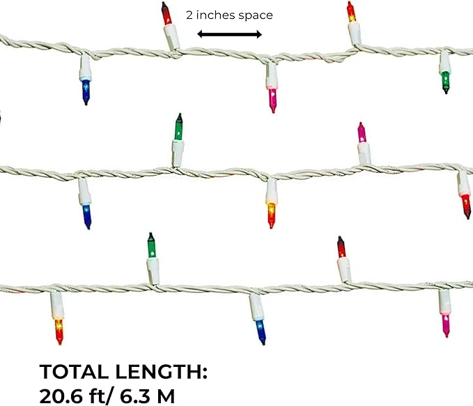 100 Count Multicolor Incandescent Christmas Lights White Wire String Light Indoor Outdoor Tree Garland Holiday Wedding Party Decorations