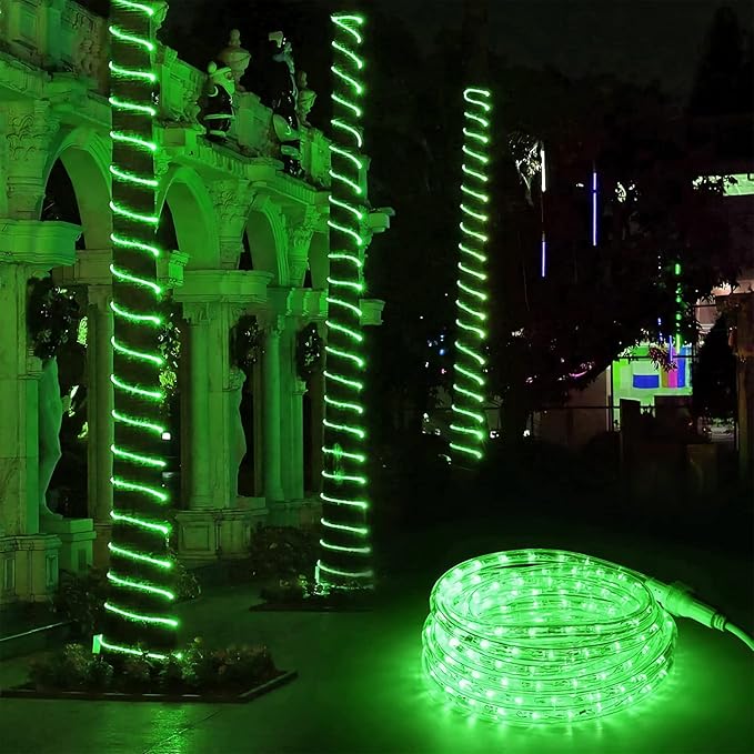 Brizled Green Rope Lights, 18ft 216 LED Christmas Rope Lights Connectable, 120V Plugin Green Tube Light Waterproof Indoor Outdoor Clear Christmas Tube Light for Xmas Patio Garden Party Home Decoration
