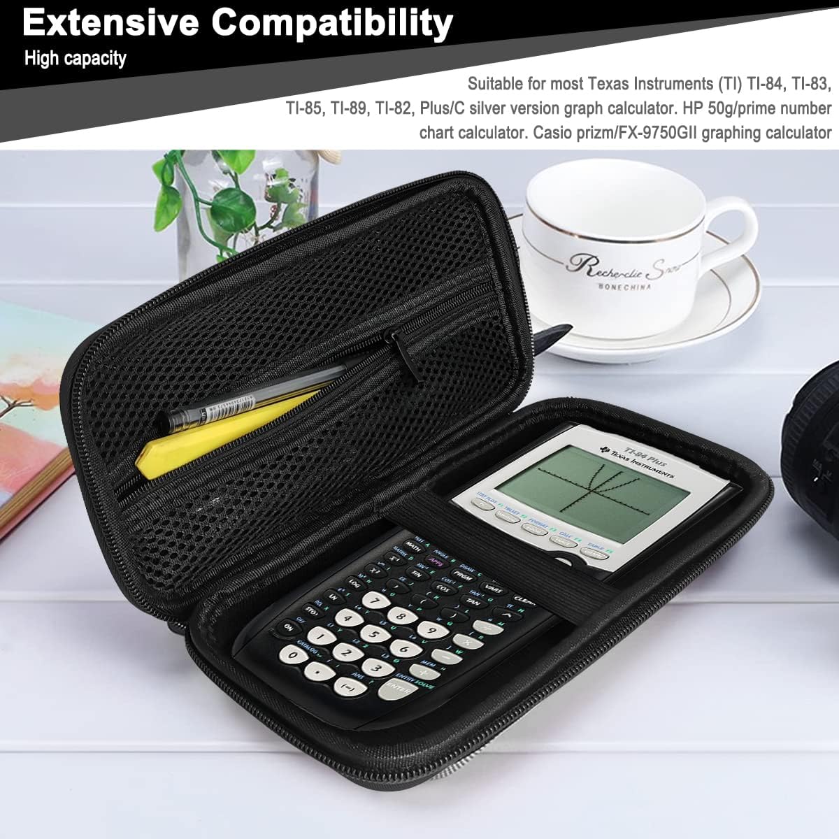 Xberstar Hard EVA Case for Texas Instruments TI-84 TI-83 Plus CE Graphing Calculators - Shockproof Storage Bag