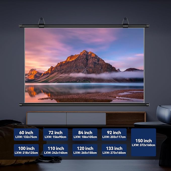 100-Inch Portable Projector Screen, XIAOHUI 16:9 Aspect Ratio, Non-Perforated Anti-Light, Easy Install,100% Polyester Professional Projector Screen