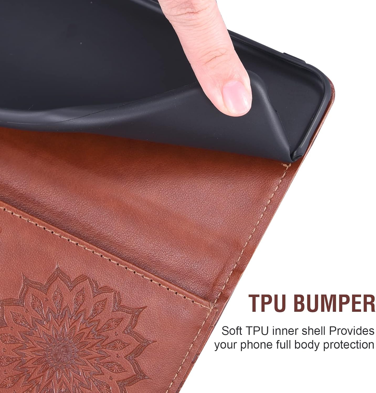 Hot Pepper Serrano 3 Wallet Case with Tempered Glass, Leather Flip Cover, Card Holder, Stand - Brown for A95B A95C A95J.