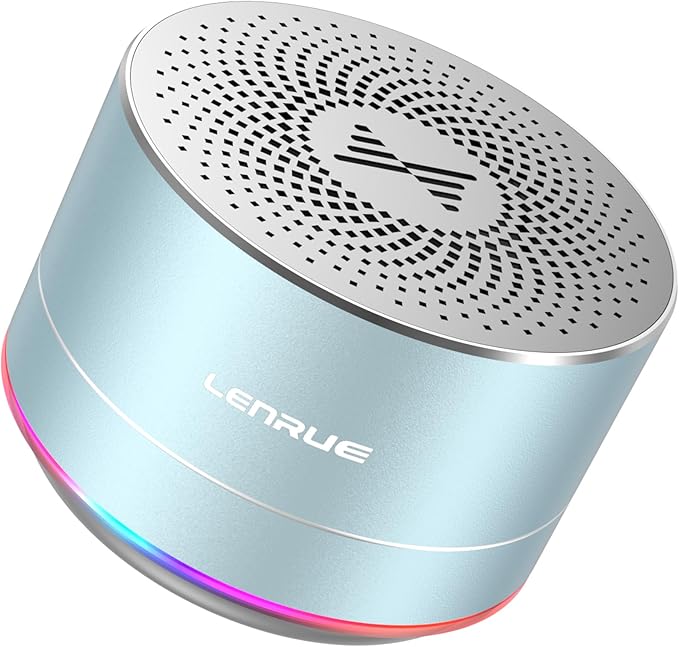 LENRUE Portable Bluetooth Speakers,Wireless Speaker with Clear Sound, Long Playtime, Small Mini Metal Speaker,Christmas Birthday Gifts for Men, Women,Kids(Sky-Blue)