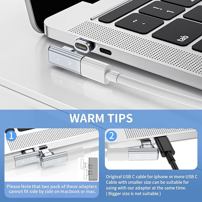 USB C Magnetic Adapter, (2 pack) 24Pins Magnetic USB C Adapter with PD 100w Charge USB3.1 40Gbps Data Transfer 4K 60Hz Video Compatible for Thunderbolt 3/4 MacBook Pro/Air and More Type C Devices